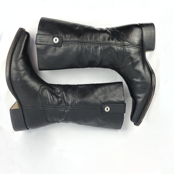 Cole Haan Lenox Leather Steel Toe Square Pull-On Tall Riding Boots US9-9.5 Black - Picture 5 of 12